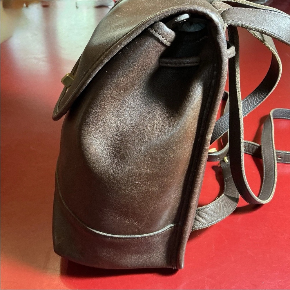 Vintage Coach 9960 Brown Leather Backpack Purse Small Daypack Brass turn lock - Picture 5 of 16